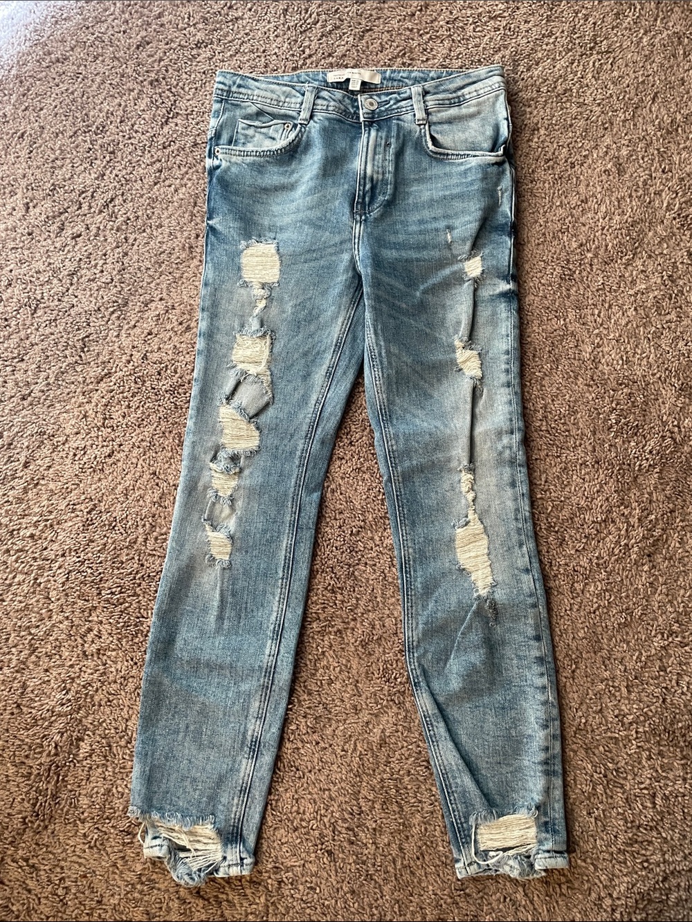 Zara Distressed Light Blue Skinny Jeans